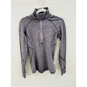 Lululemon Race Your Pace 1/2 Zip Womens Size 4 Hyper Stripe Mauve Black